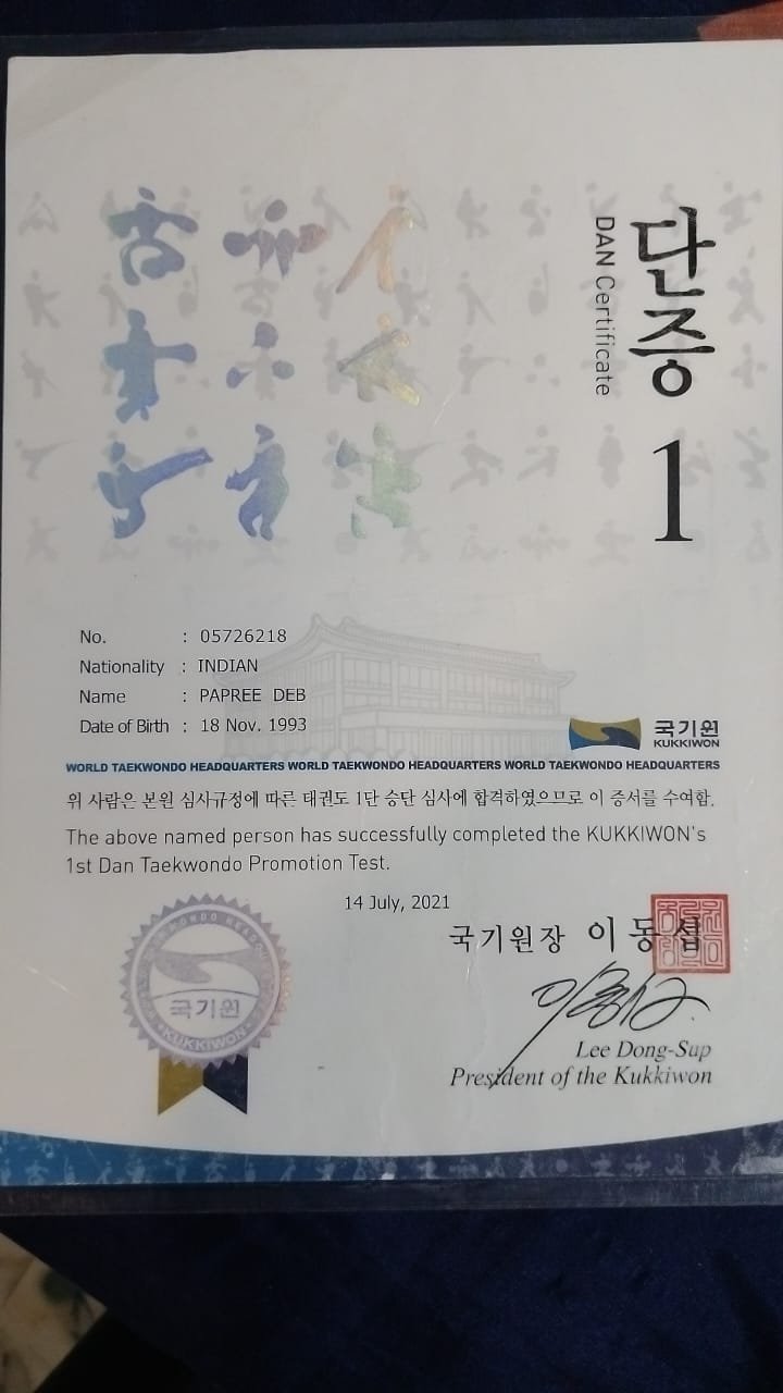 Black Belt Achievement: Papree Deb Earns Prestigious 1st Dan Kukkiwon Certification
